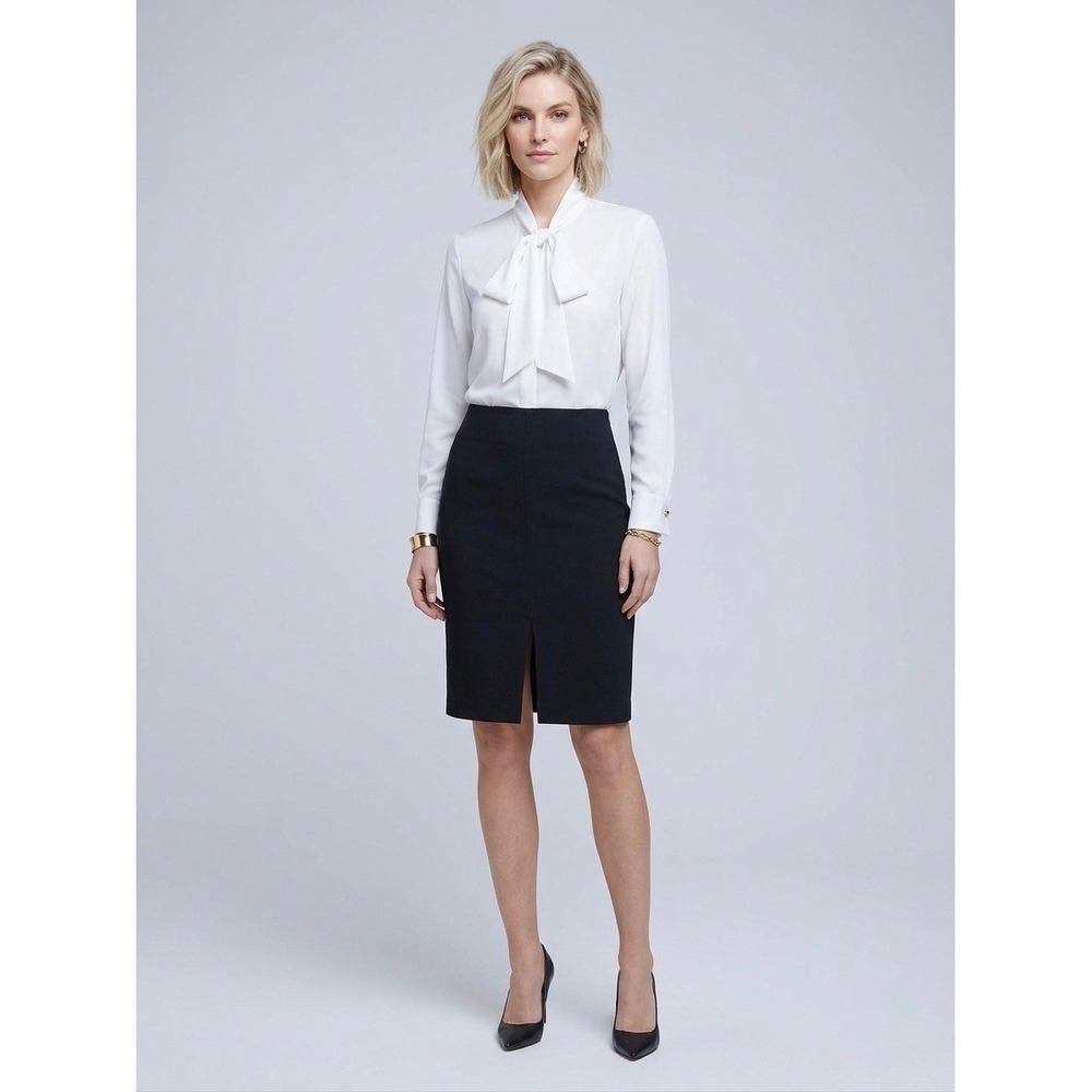 L'AGENCE Black High Waisted Front Slit Pencil Skirt Size 2 3185LCO9 Made in USA